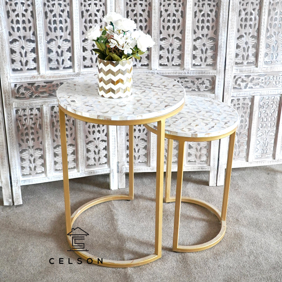 Zayna Mother of Pearl Inlay Nesting Table Set