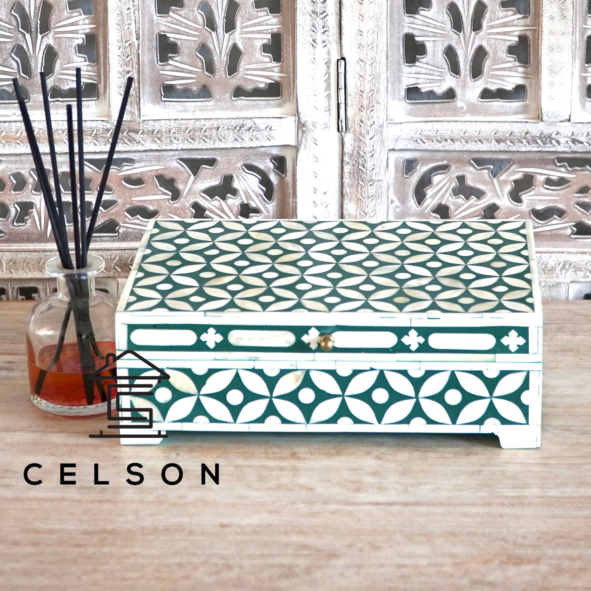 Kelly Bone Inlay Jewelry Box