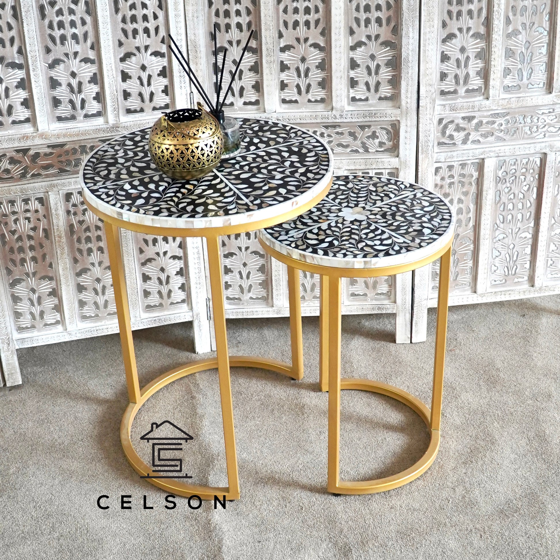 Kelvin Mother of Pearl Inlay Nesting Table Set