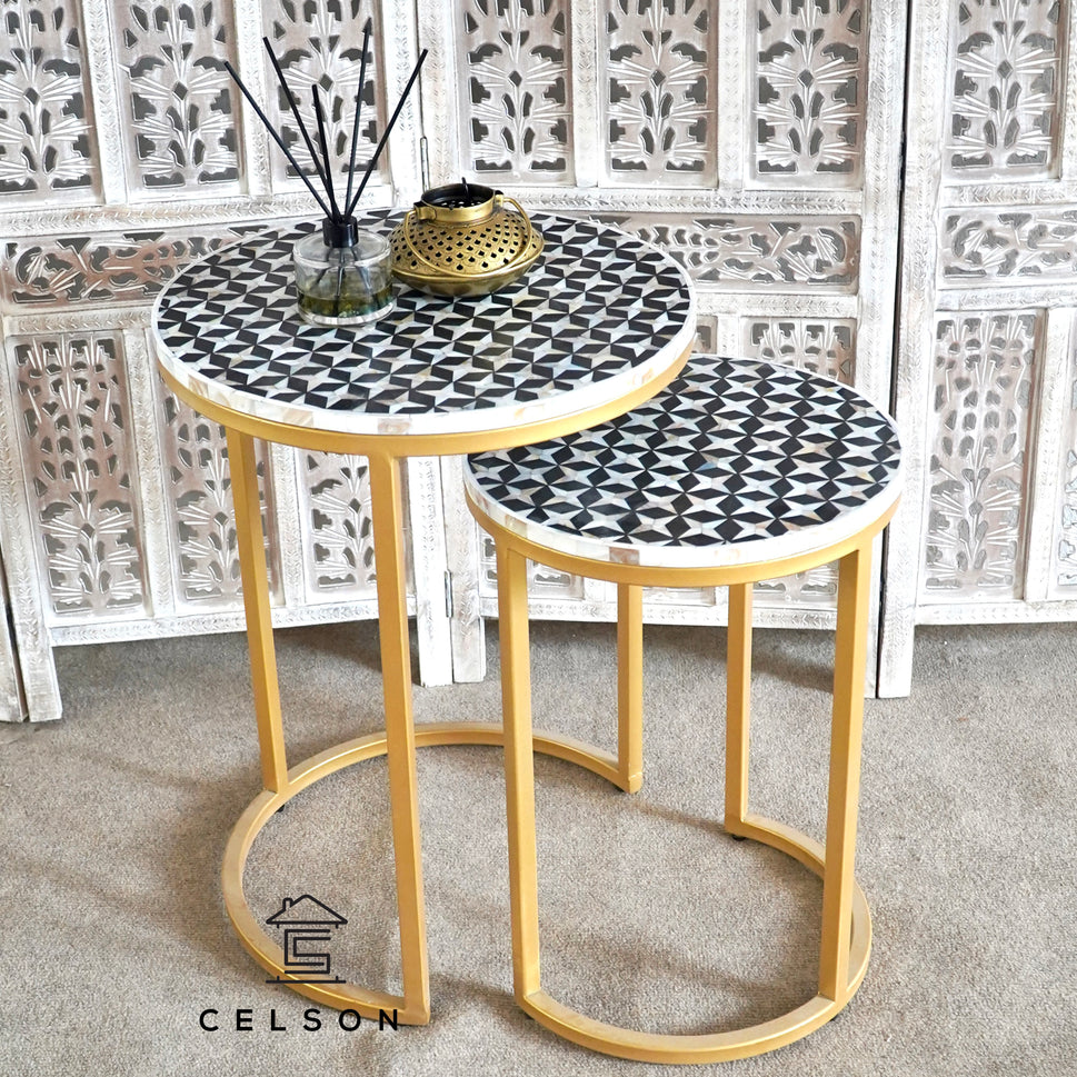 Zayna Mother of Pearl Inlay Nesting Table Set
