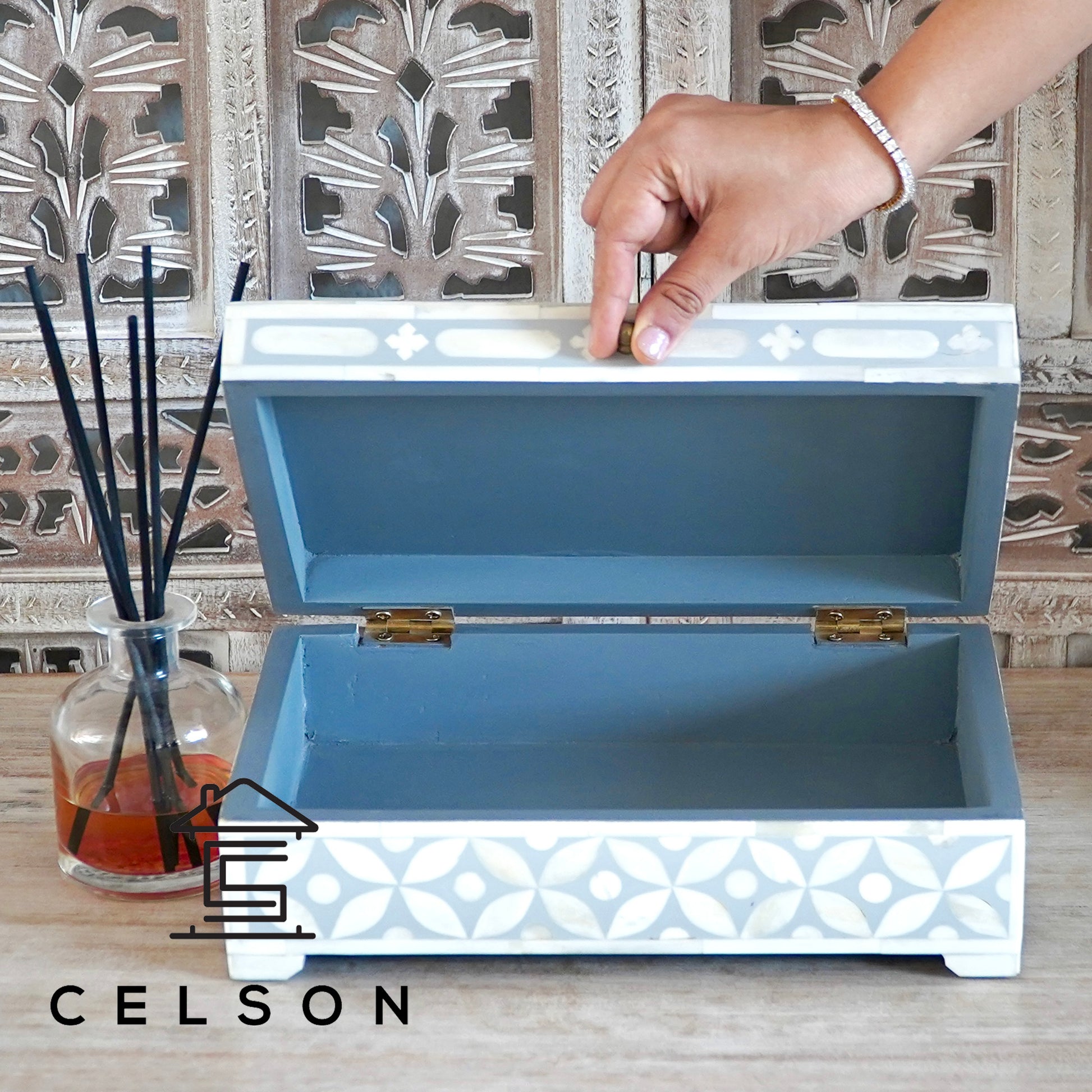 Kelly Bone Inlay Jewelry Box