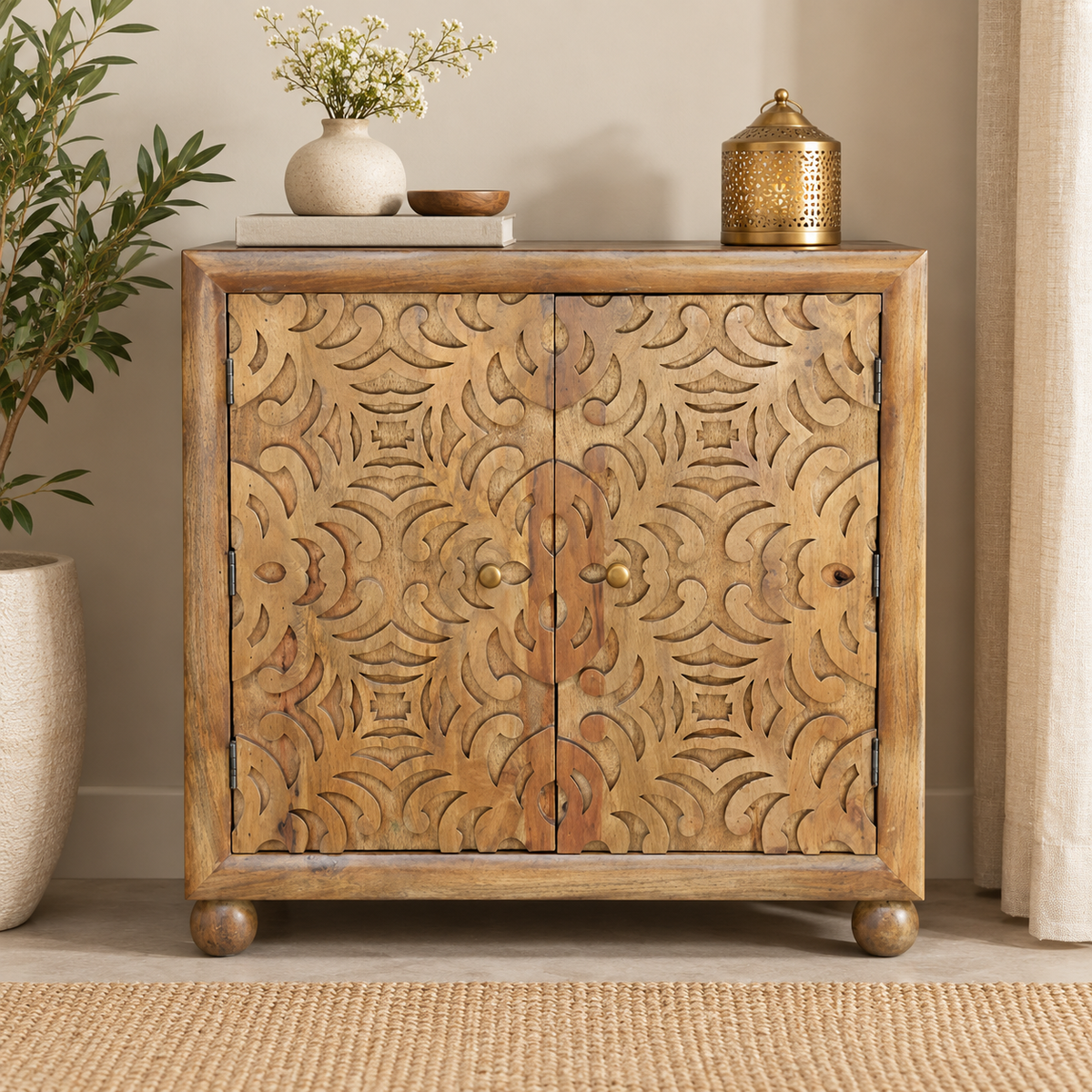 Laurie Carved Wooden Cabinet