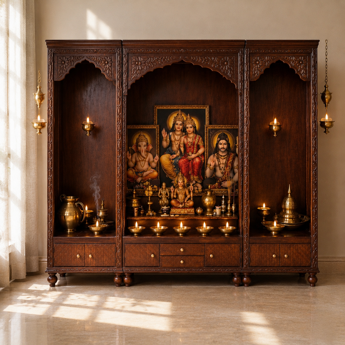 Yashoda Carved Mandir Set/3