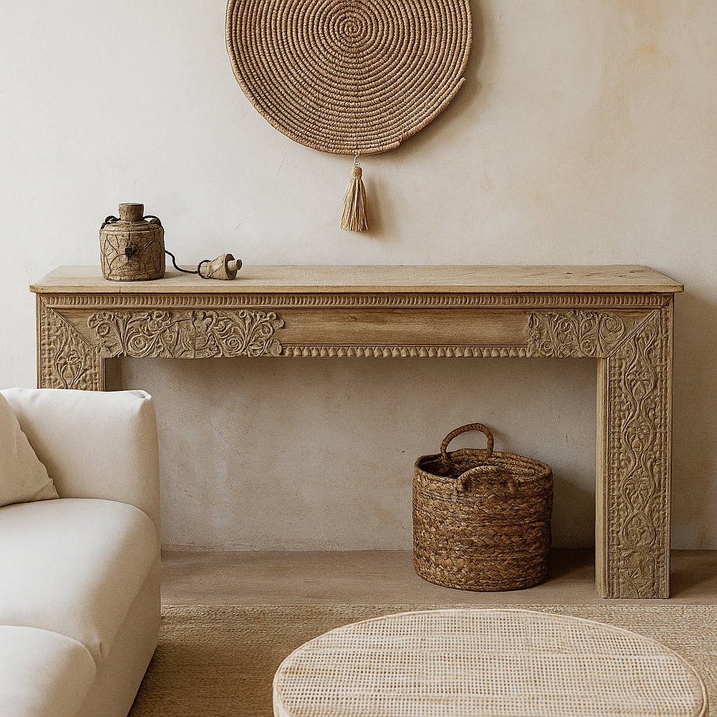 Heena Hand Carved Wooden Console Table
