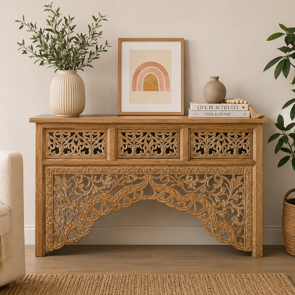 Luke Hand Carved Console