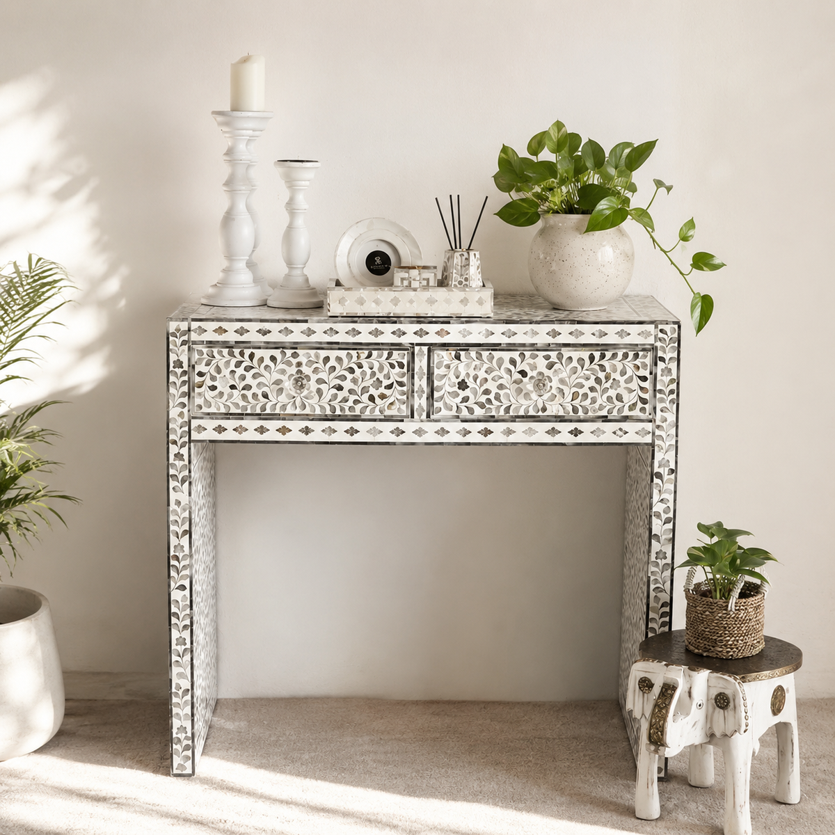 Vesper Mother of Pearl Inlay Console Table