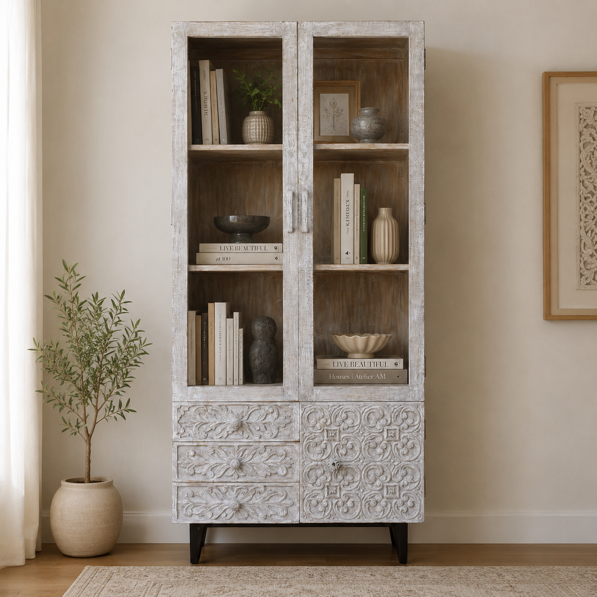 Gary Carved Bookcase