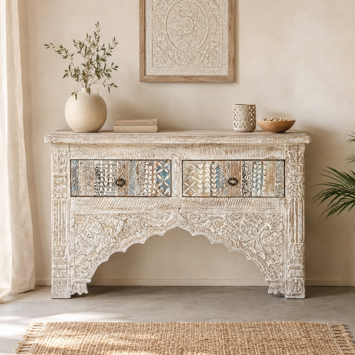 Alfano Hand Carved Console Table