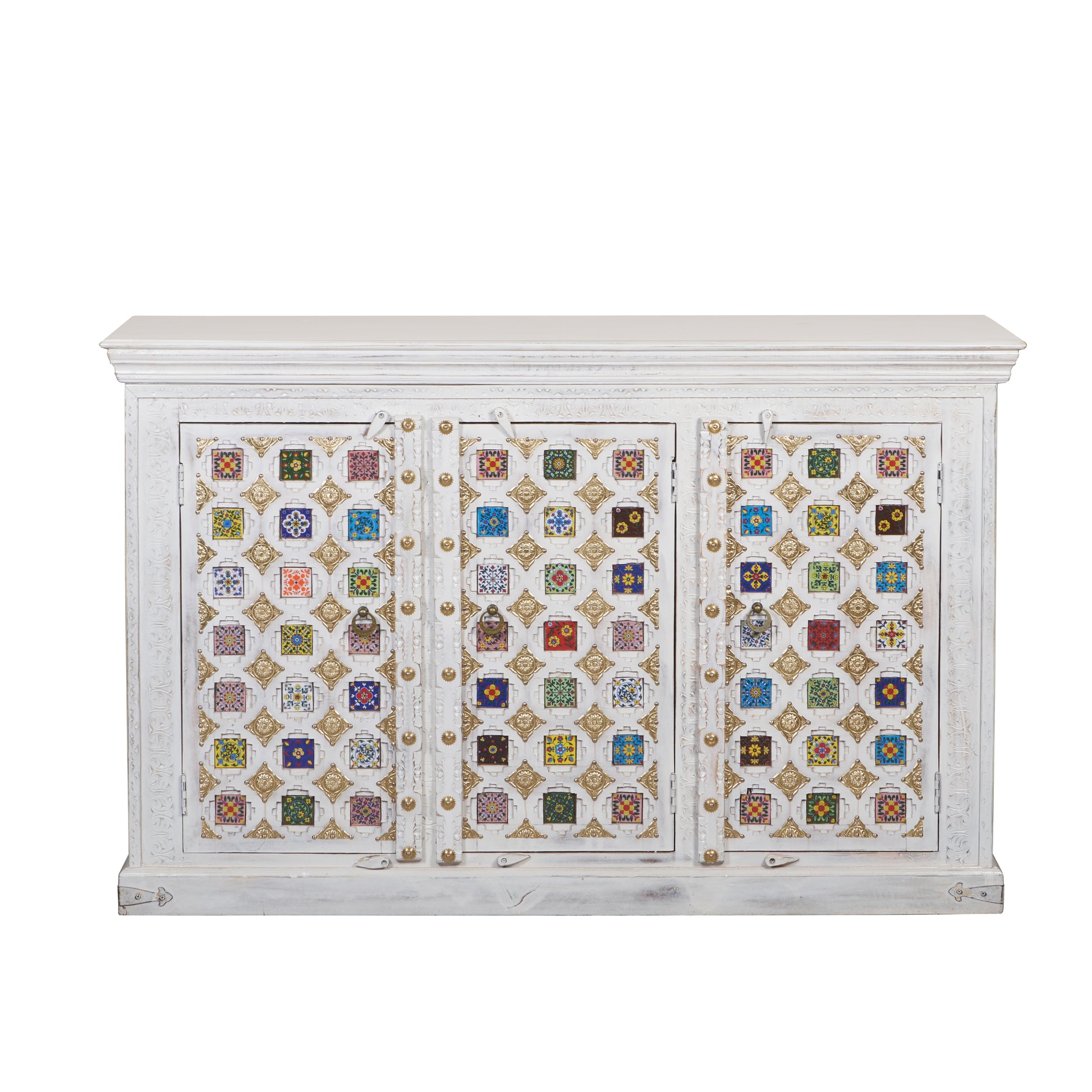 Aslaug Hand Carved Wooden Sideboard