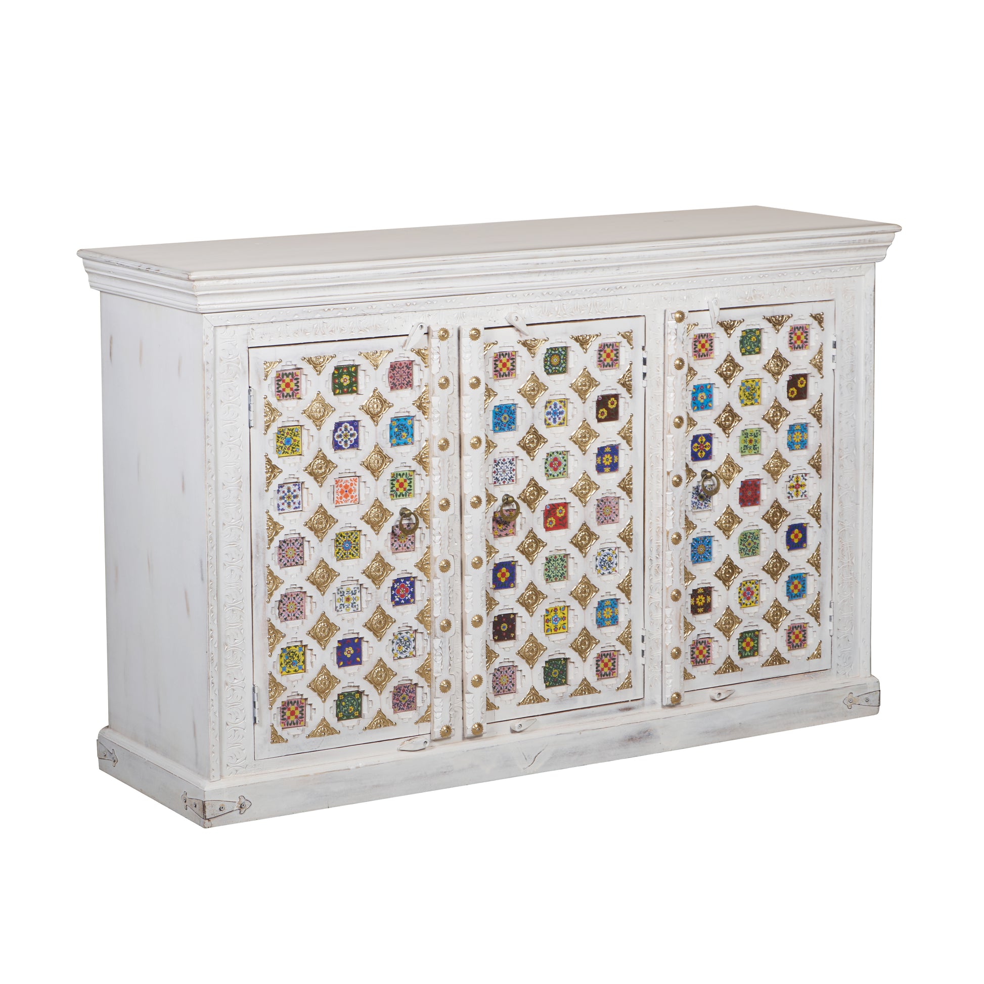 Aslaug Hand Carved Wooden Sideboard