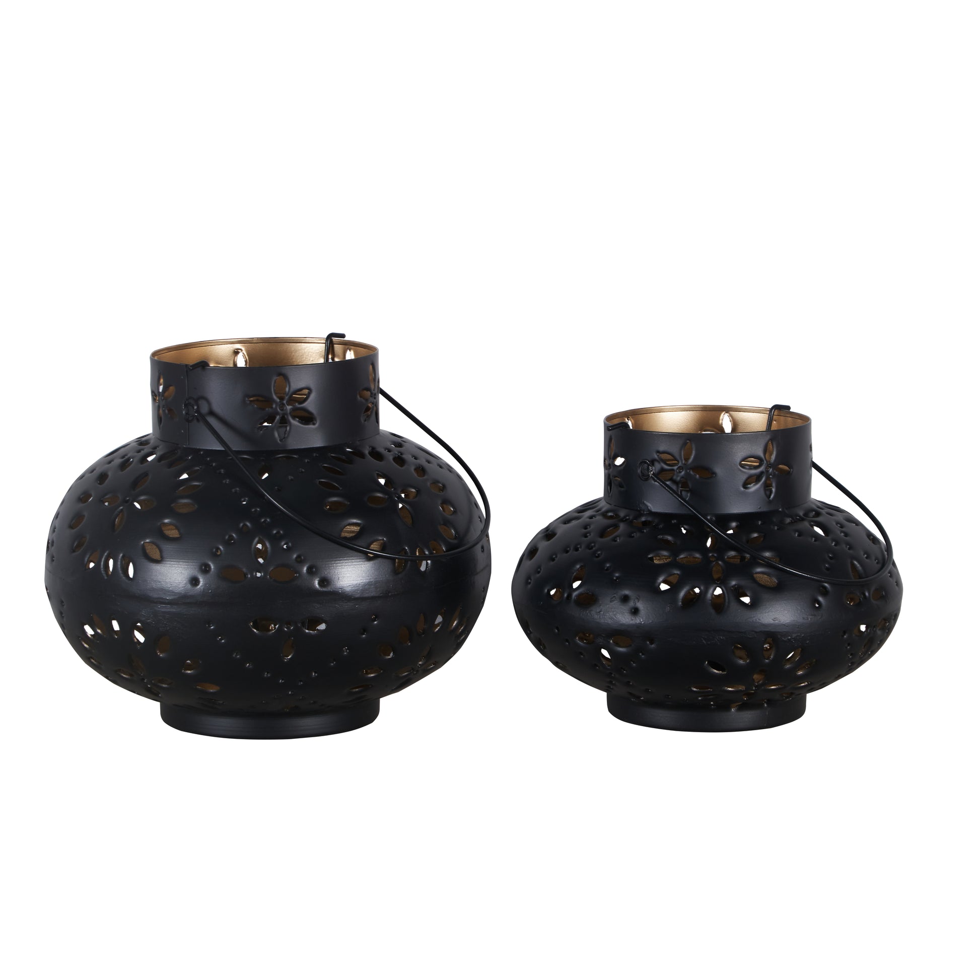 Roohi Antique Brass Finish Lantern Set of 2