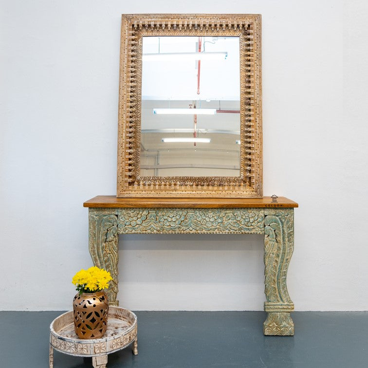 Mina Hand Carved Wooden Console Table