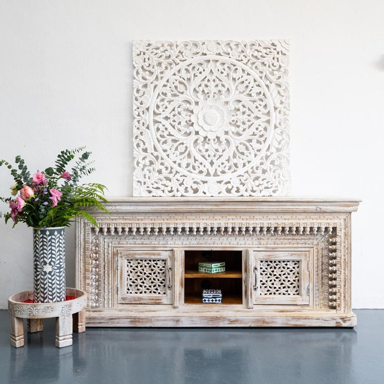 Levine Hand Carved Wooden TV Cabinet