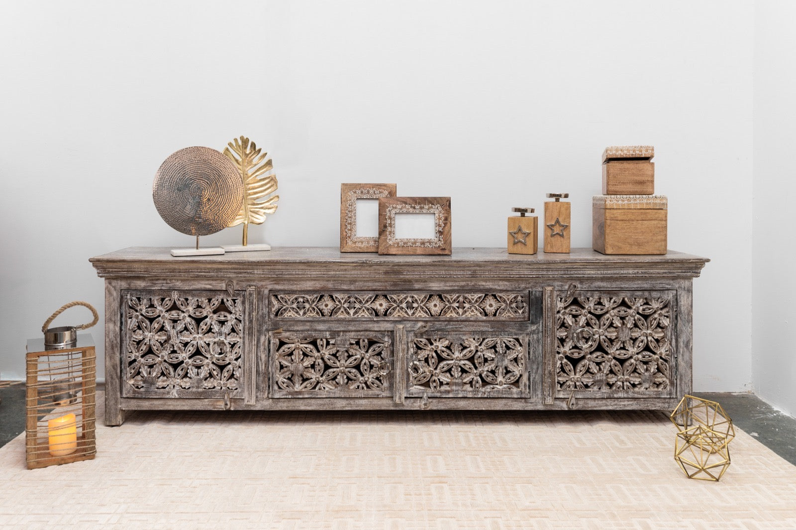 Robin Hand Carved Wooden TV Cabinet