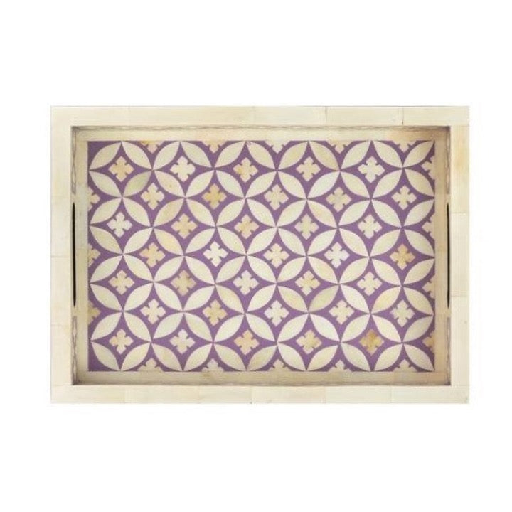 Elias Bone Inlay Tray with Geometric Pattern