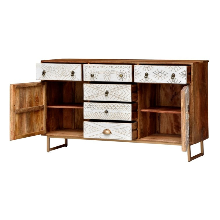 Riva Hand Carved Wooden Side Board