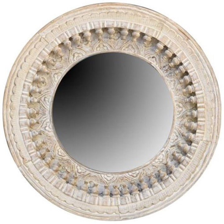 Eiza Hand Carved Wooden Mirror