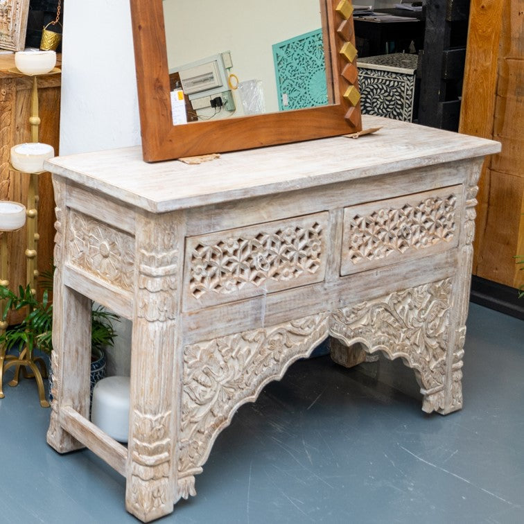 Peter Hand Carved Wooden Console Table
