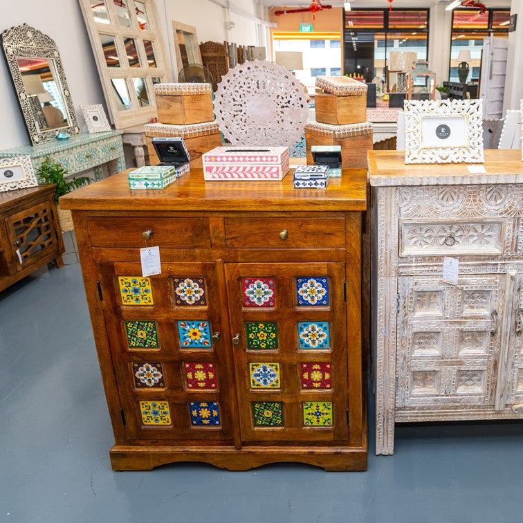 Madelyn Hand Carved Wooden Shoe Cabinet