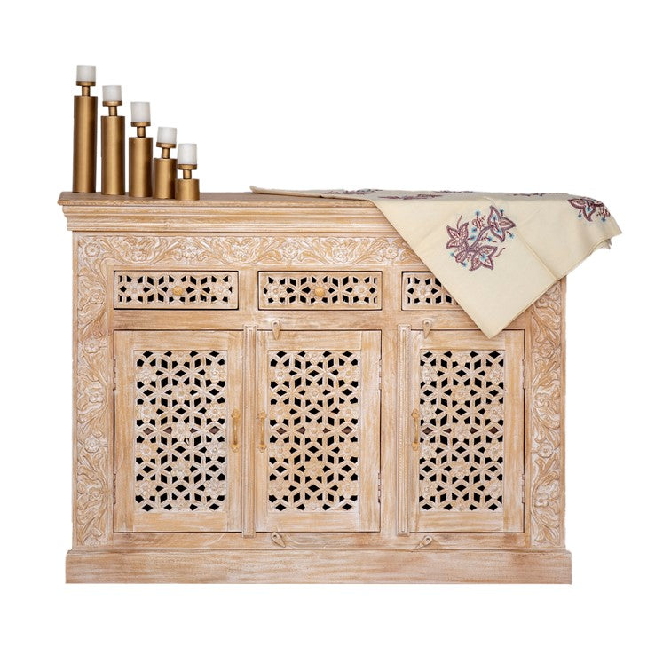Enzzo Hand Carved Wooden Sideboard