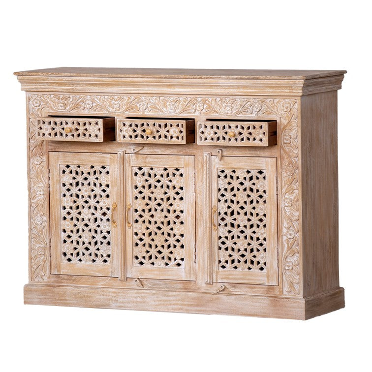 Enzzo Hand Carved Wooden Sideboard