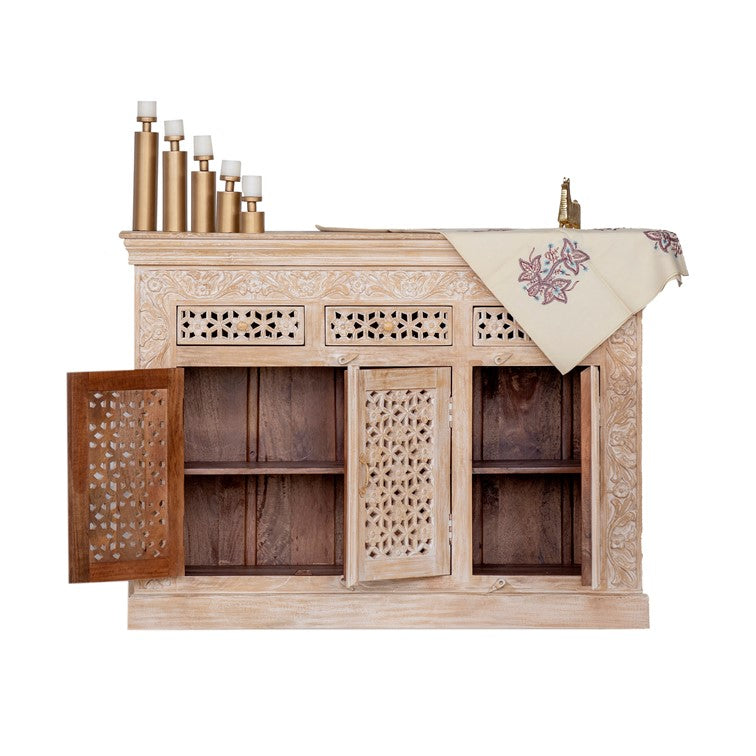 Enzzo Hand Carved Wooden Sideboard
