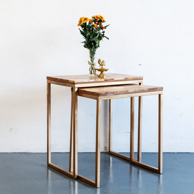 Luci Hand Carved Wooden Nesting Table