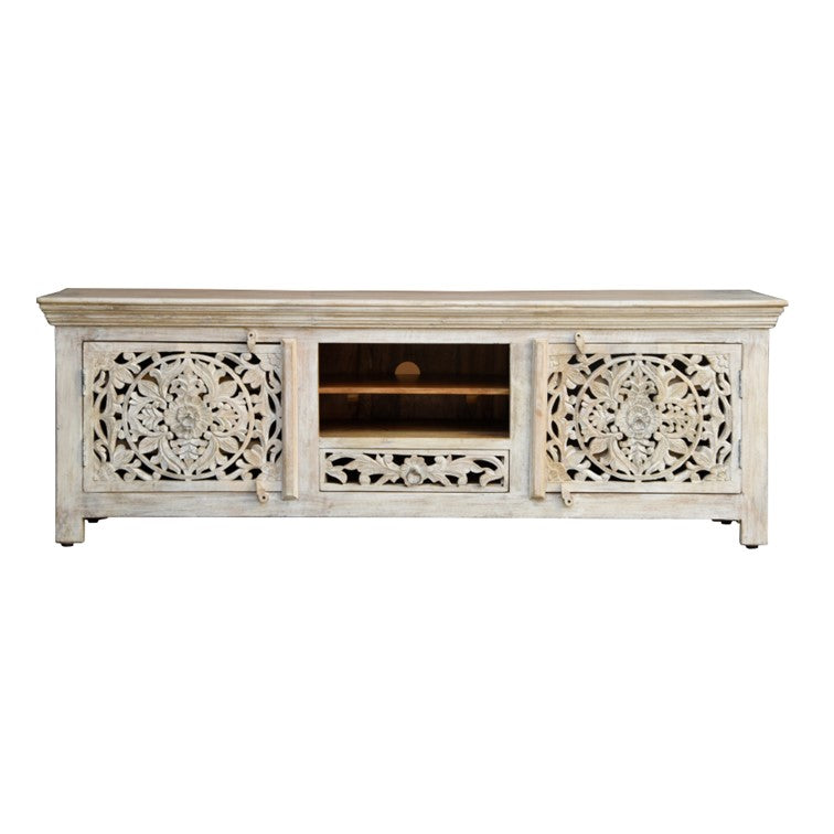 Megha Hand Carved Wooden TV Cabinet