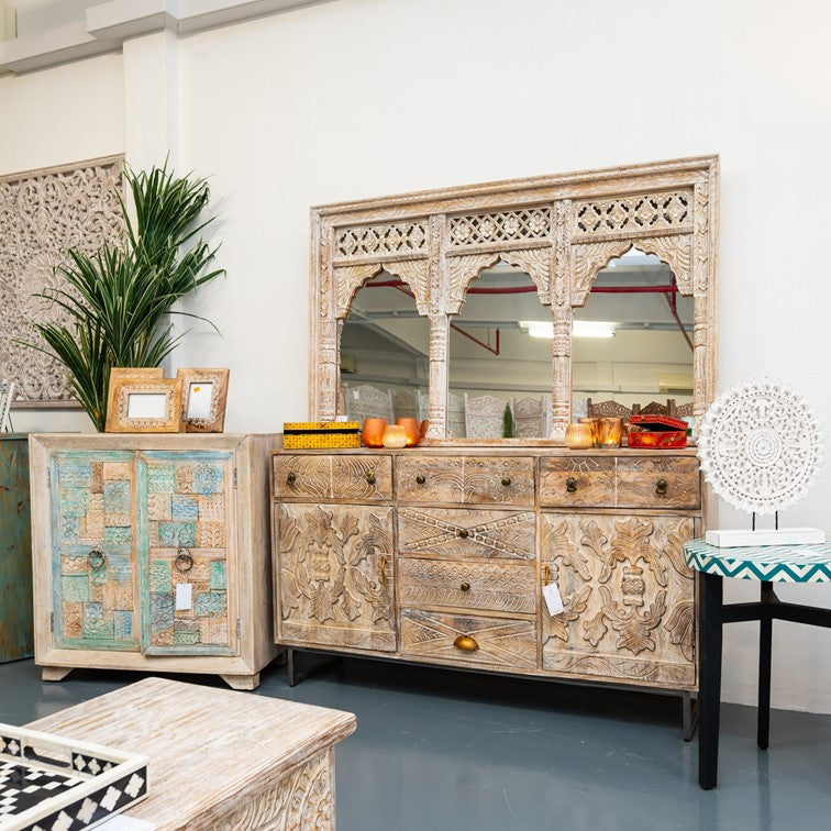 Pitts Hand Carved Wooden Shoe Cabinet