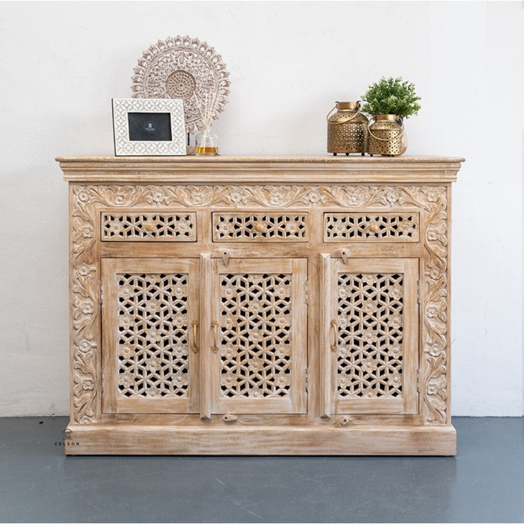 Enzzo Hand Carved Wooden Sideboard