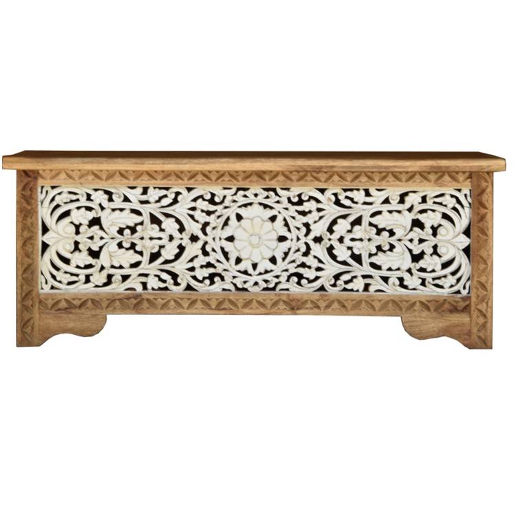 Jude Carved Wooden Storage Trunk