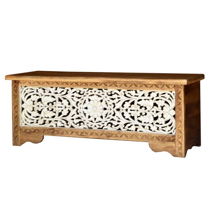 Jude Carved Wooden Storage Trunk