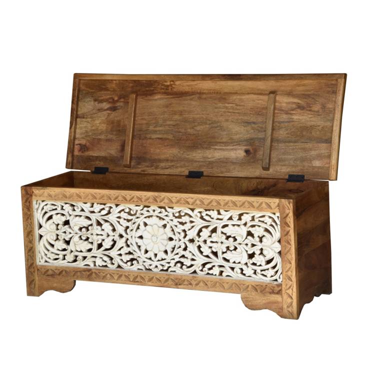 Jude Carved Wooden Storage Trunk