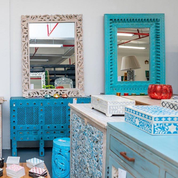 Janet Hand Carved Wooden Mirror