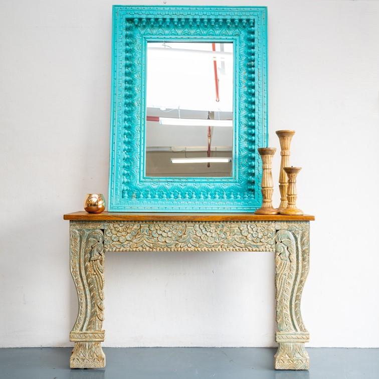 Mina Hand Carved Wooden Console Table