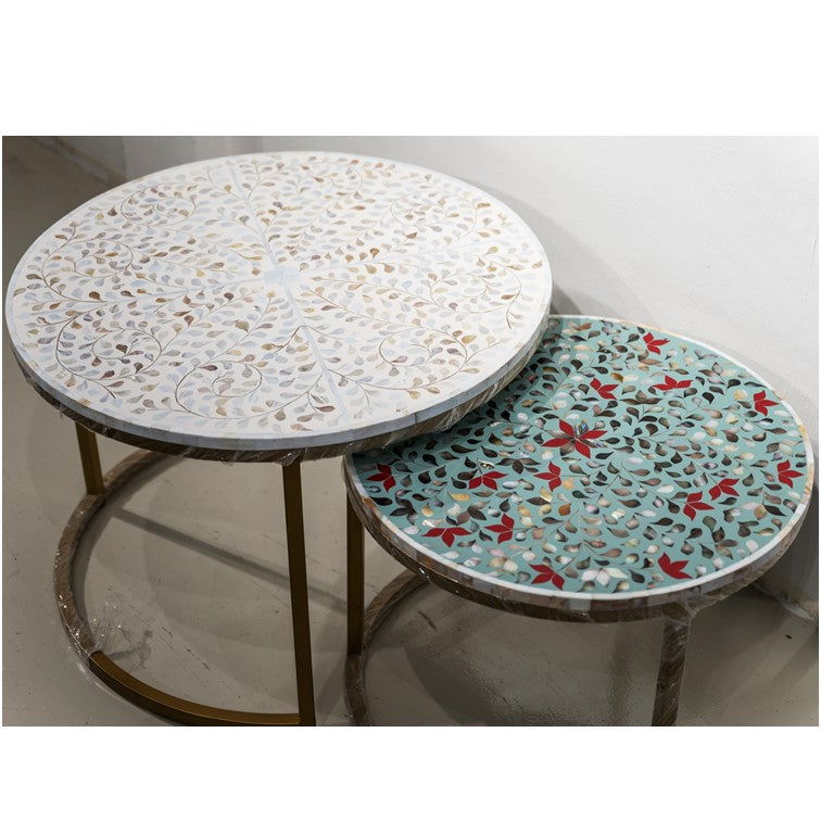Mia Mother of Pearl Inlay Nesting Coffee Table