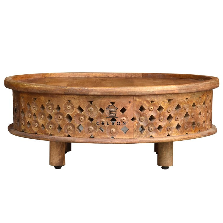 Andrea Carved Wooden Coffee Table