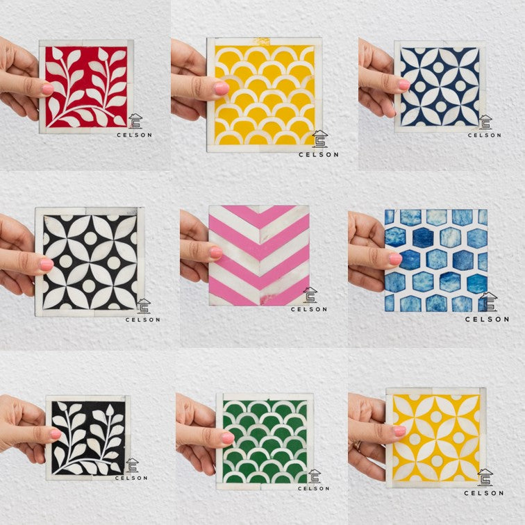 Justin Bone Inlay Multi Colours Coaster