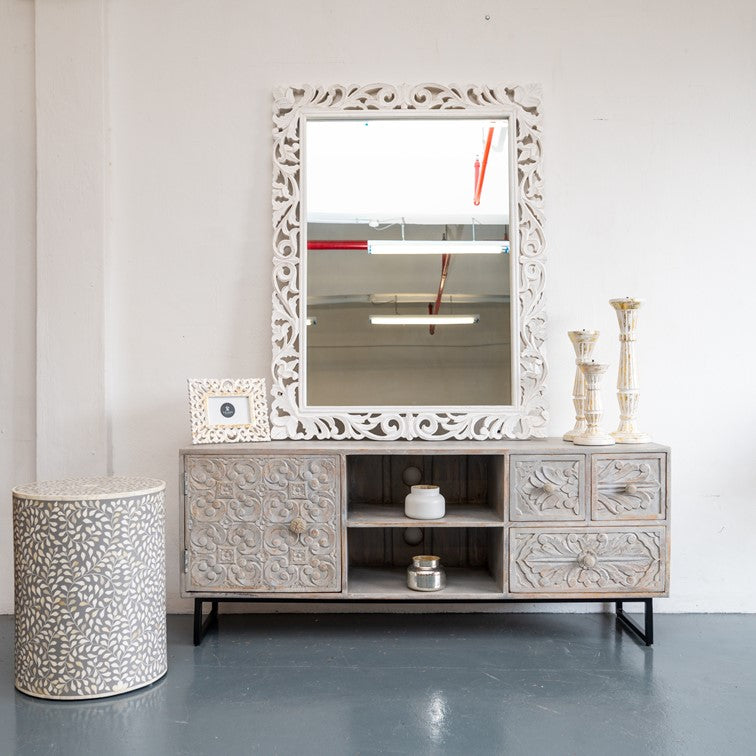 Cora Hand Carved Wooden TV Cabinet