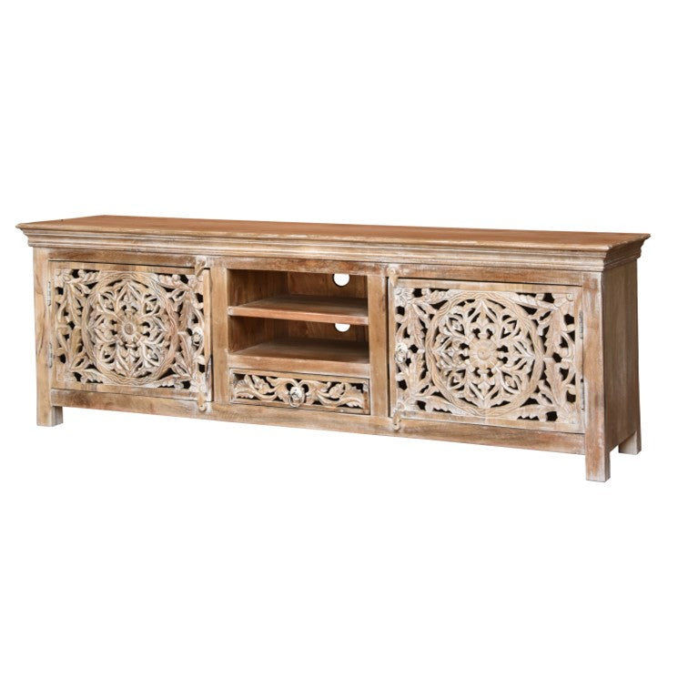 Megha Hand Carved Wooden TV Cabinet