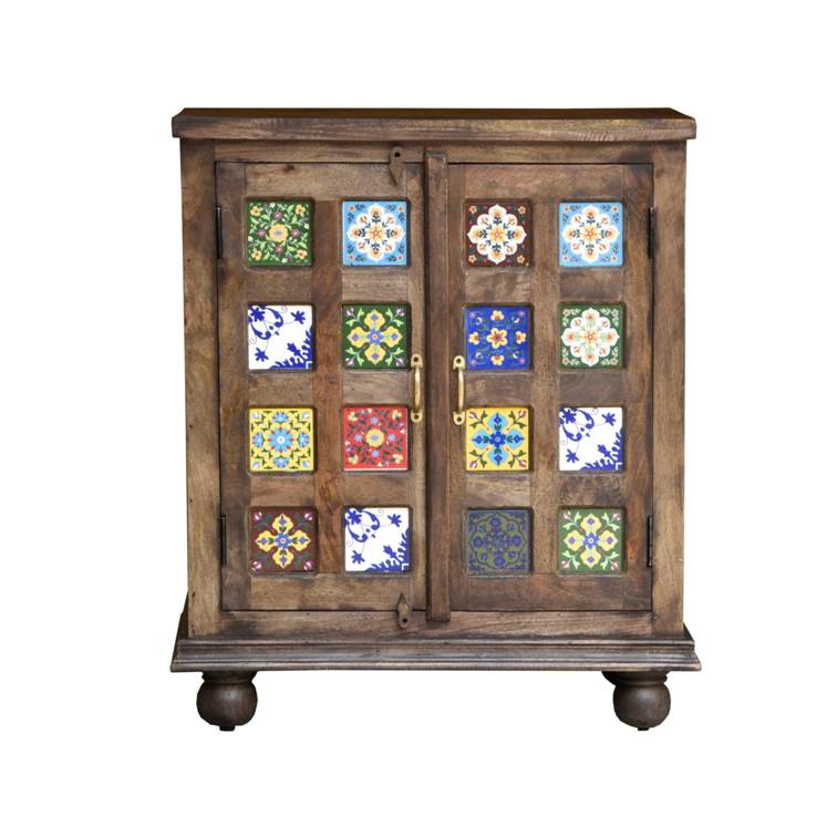 Rae Hand Carved Tiles Shoe Cabinet