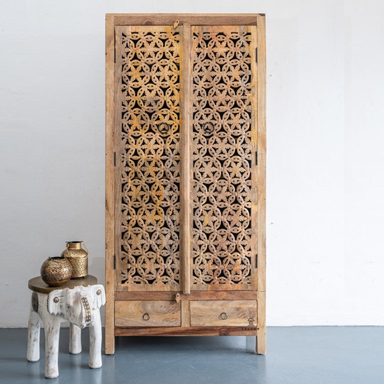 Erica Hand Carved Wooden Shoe Cabinet