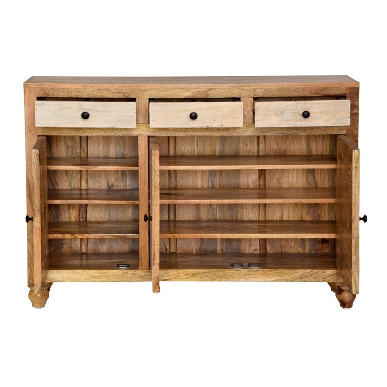 Polar Hand Carved Wooden Shoe Cabinet