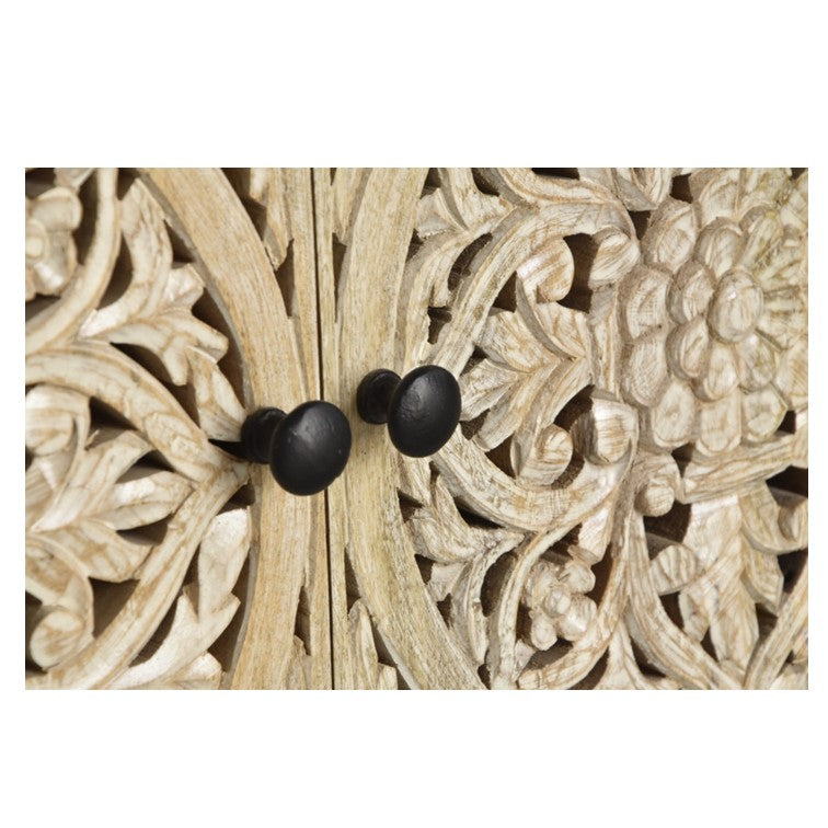 Polar Hand Carved Wooden Shoe Cabinet