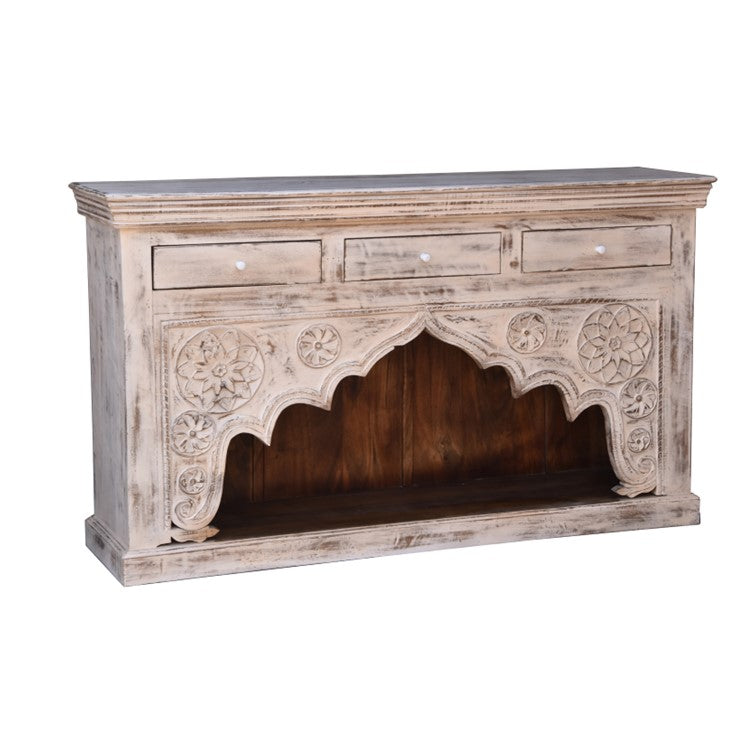 Danny Carved Wooden Console Table