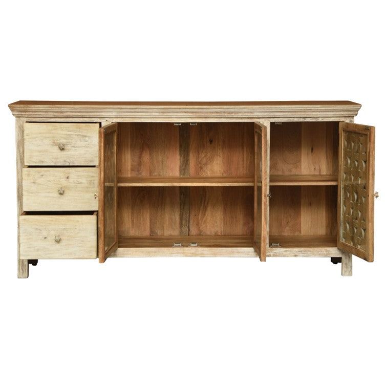 Vishwa Hand Carved Wooden Sideboard