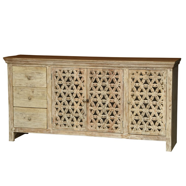 Vishwa Hand Carved Wooden Sideboard