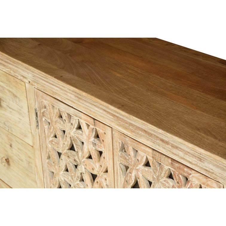 Vishwa Hand Carved Wooden Sideboard