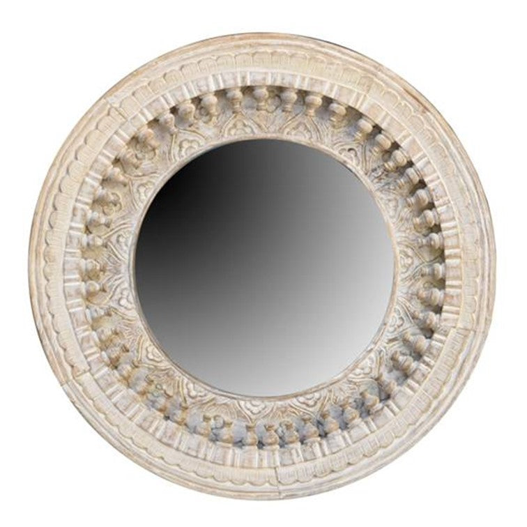 Eiza Hand Carved Wooden Mirror