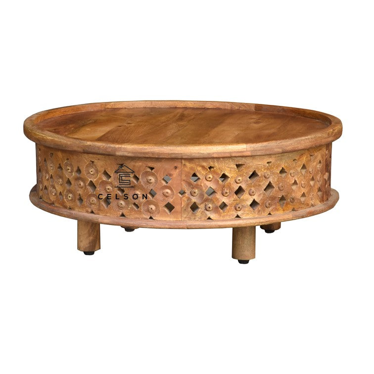 Andrea Carved Wooden Coffee Table